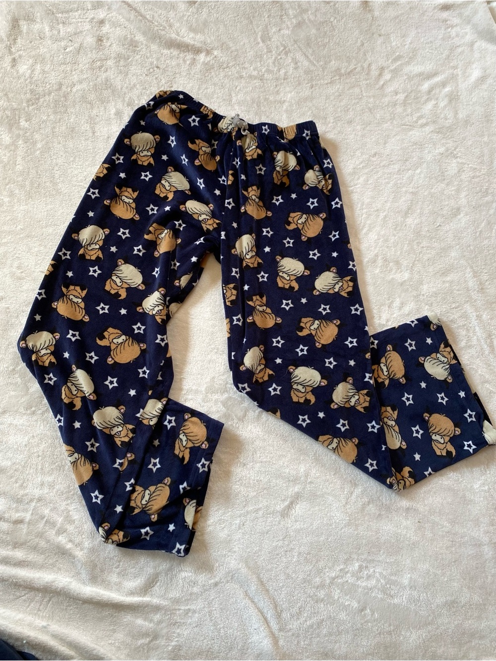 Women’s Navy Blue Highland Cow Print Pajama Pants